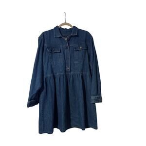 WILLOWBEND Vintage Women's Mini Blue Flowy Denim Dress Size 12